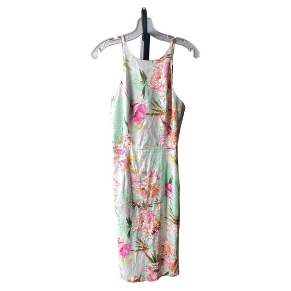 Black Halo Montego Mint Green Floral Halter Midi Dress - Picture 2 of 8